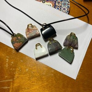 Elegant Multi-Color Stone Pendant Necklaces